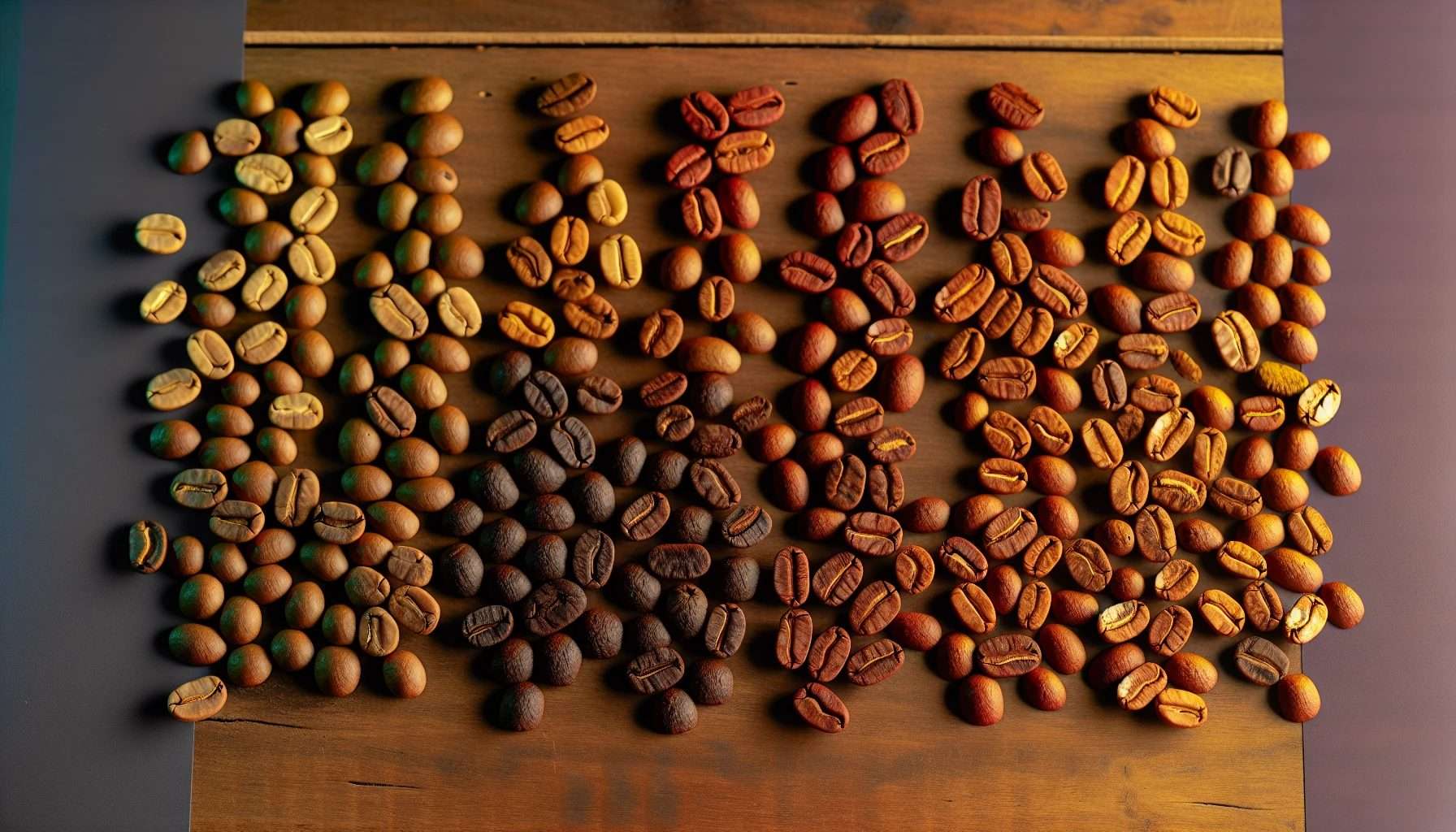 Different roast levels of Sumatra coffee beans