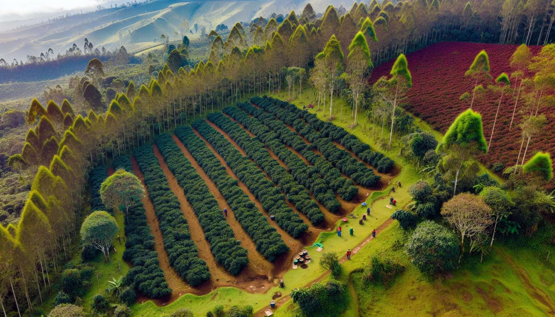 A lush coffee plantation in the Ecuadorian countryside