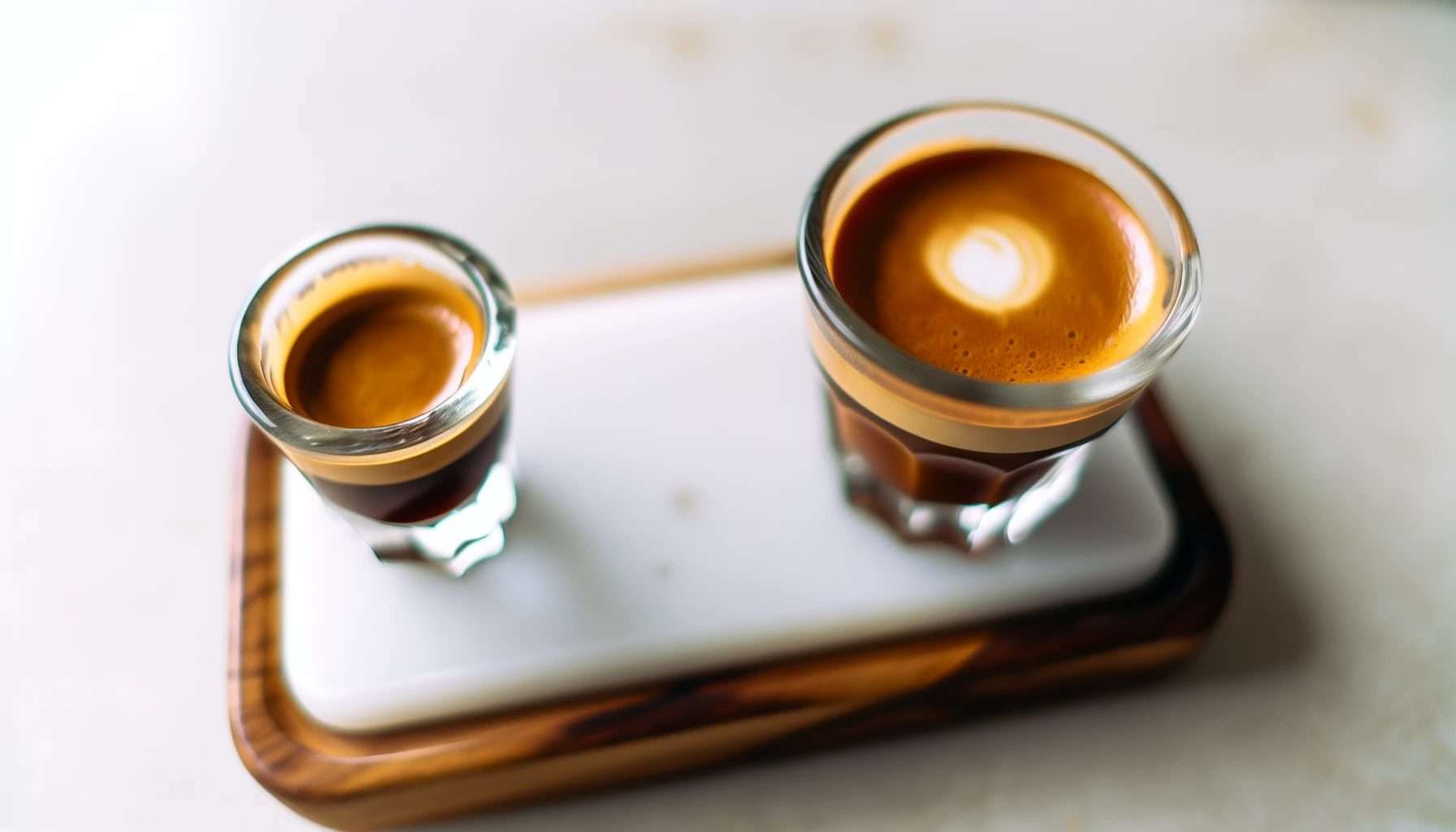 Comparison of single and double espresso shots