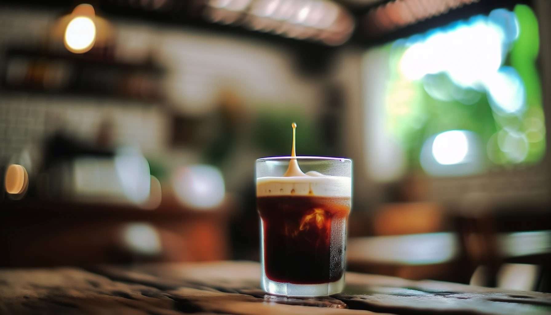 Glass of nitro cold brew coffee with a cascading effect