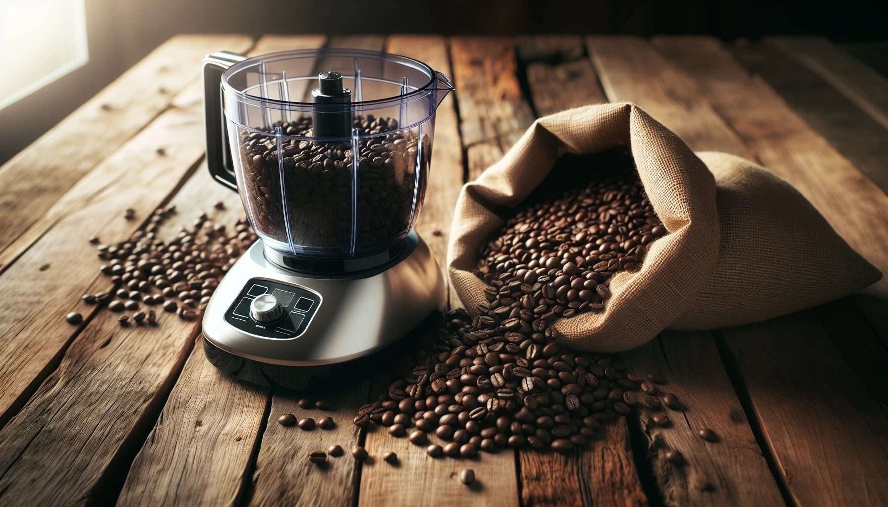 Coffee beans and a food processor