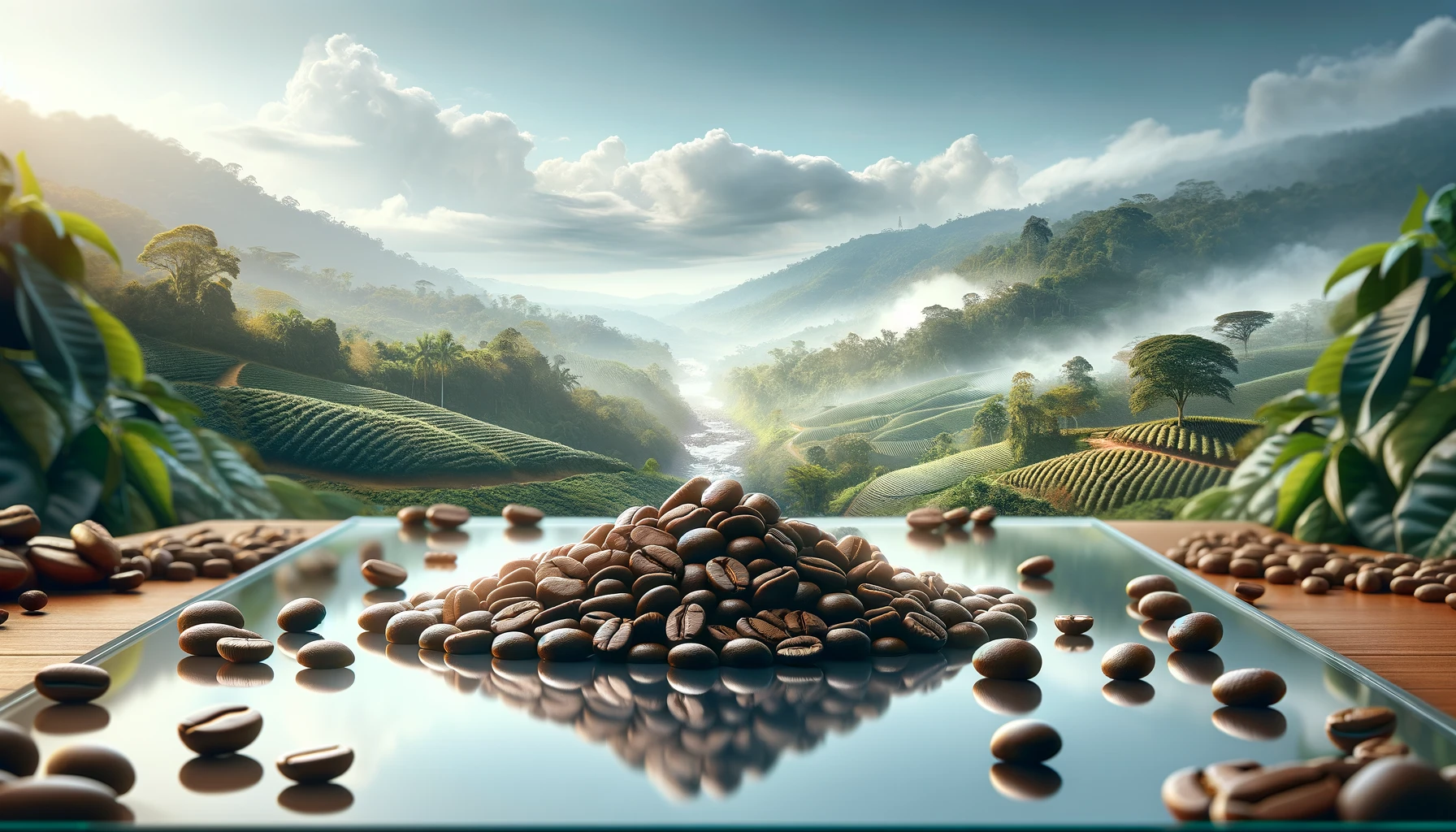 DALL·E 2024 02 08 11.25.00 A fresh and sophisticated image that highlights the natural elegance of Costa Ricas finest coffee beans. The image should feature high quality fresh