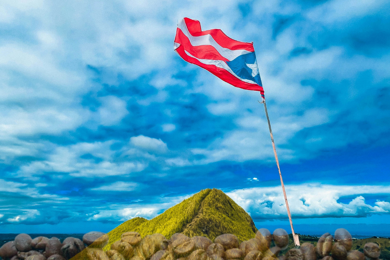 a puerto Rican flag on a pole